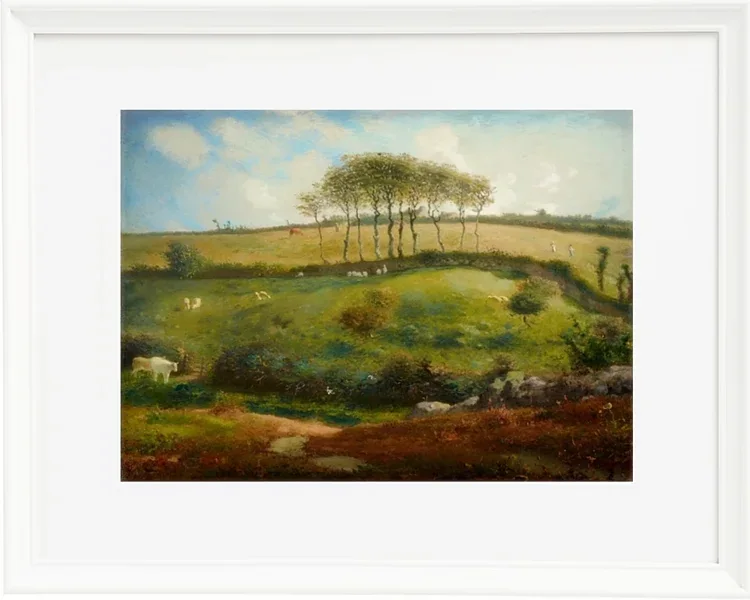 Jean-François Millet – Weide bei Cherbourg 1871 | Giclée Kunstdruck gerahmt