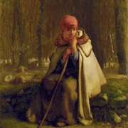 Jean-François Millet – Sitzende Schäferin 1852 | Giclée Kunstdruck gerahmt