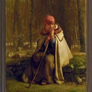 Jean-François Millet – Sitzende Schäferin 1852 | Giclée Kunstdruck gerahmt
