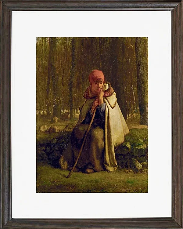 Jean-François Millet – Sitzende Schäferin 1852 | Giclée Kunstdruck gerahmt