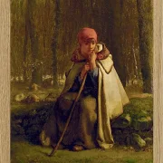 Jean-François Millet – Sitzende Schäferin 1852 | Giclée Kunstdruck gerahmt