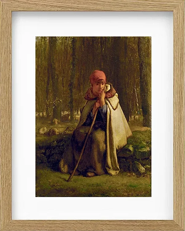 Jean-François Millet – Sitzende Schäferin 1852 | Giclée Kunstdruck gerahmt