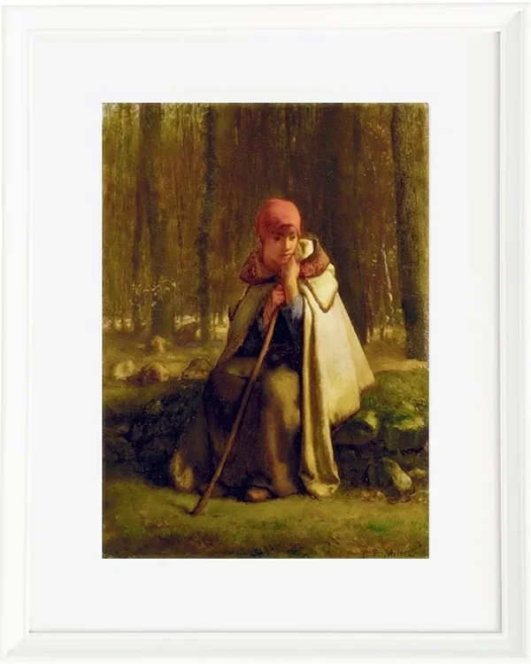 Jean-François Millet – Sitzende Schäferin 1852 | Giclée Kunstdruck gerahmt