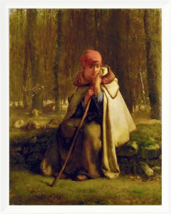 Jean-François Millet – Sitzende Schäferin 1852 | Giclée Kunstdruck gerahmt