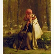 Jean-François Millet – Sitzende Schäferin 1852 | Giclée Kunstdruck gerahmt