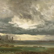 Johan Christian Dahl | Wolkenstudie über der Elbe mit Pappeln - 1832 | Gerahmter Kunstdruck | Romantik | formida