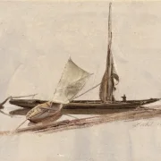 Johan Christian Dahl | To sejlbåde ved Elben - 1827 | Indrammet kunsttryk | Romantic | formida