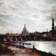 Johan Christian Dahl | Udsigt over Dresden i måneskin - 1839 | Indrammet kunsttryk | Romantic | formida