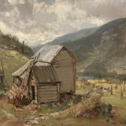 Johan Christian Dahl | Udsigt over Hjelle i Valdres - 1850 | Indrammet kunsttryk | Romantic | formida