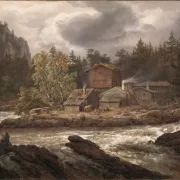 Johan Christian Dahl | Udsigt over Hønefossen - 1847 | Indrammet kunsttryk | Romantic | formida