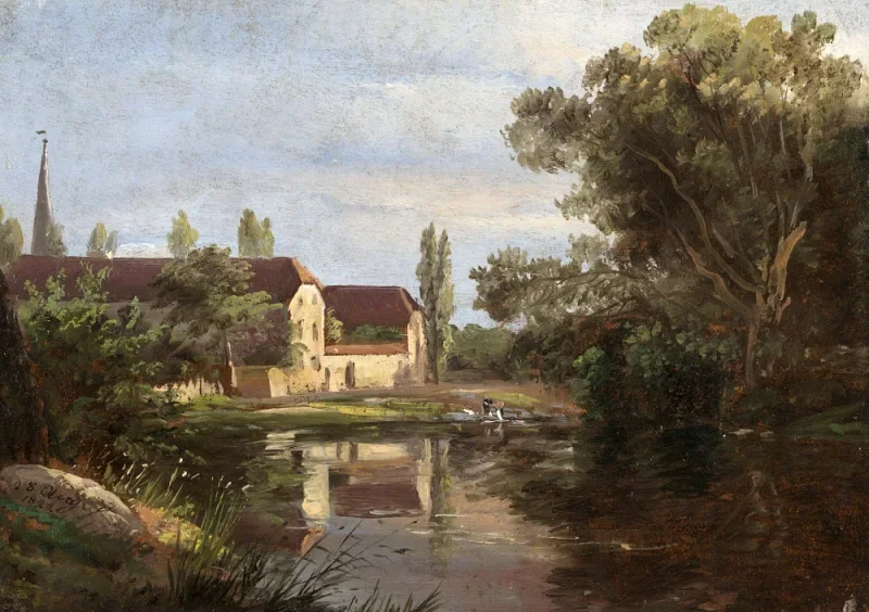 Johan Christian Dahl | Udsigt over Plauen ved floden Weisseritz - 1822| Indrammet kunsttryk | Romantic | formida