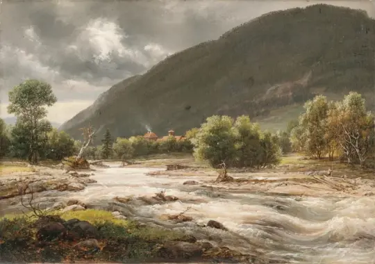 Johan Christian Dahl | Udsigt over Mårelv nær Tinn - 1833 | Indrammet kunsttryk | Romantic | formida