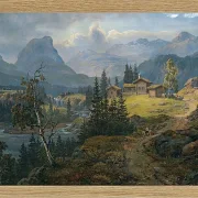 Johan Christian Dahl – Ansicht der Øylo Farm, Valdres 1846 | Giclée Kunstdruck gerahmt