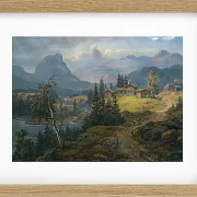 Johan Christian Dahl – Ansicht der Øylo Farm, Valdres 1846 | Giclée Kunstdruck gerahmt