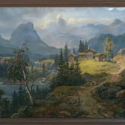 Johan Christian Dahl – Ansicht der Øylo Farm, Valdres 1846 | Giclée Kunstdruck gerahmt