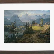 Johan Christian Dahl – Ansicht der Øylo Farm, Valdres 1846 | Giclée Kunstdruck gerahmt