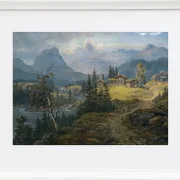 Johan Christian Dahl – Ansicht der Øylo Farm, Valdres 1846 | Giclée Kunstdruck gerahmt