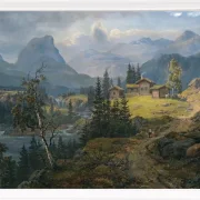 Johan Christian Dahl – Ansicht der Øylo Farm, Valdres 1846 | Giclée Kunstdruck gerahmt