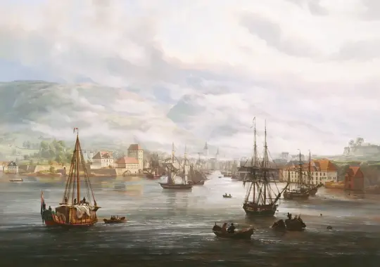 Johan Christian Dahl | Bergen Bucht - 1834 | Gerahmter Kunstdruck | Romantik | formida