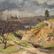 Johan Christian Dahl | Udsigt over Meissen - 1828 | Indrammet kunsttryk | Romantic | formida