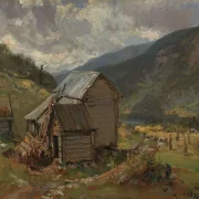 Johan Christian Dahl – Ansicht von Hjelle in Valdres  1850 | Giclée Kunstdruck gerahmt