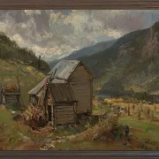 Johan Christian Dahl – Ansicht von Hjelle in Valdres  1850 | Giclée Kunstdruck gerahmt