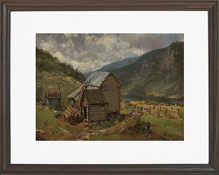 Johan Christian Dahl – Ansicht von Hjelle in Valdres  1850 | Giclée Kunstdruck gerahmt