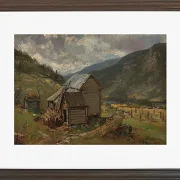 Johan Christian Dahl – Ansicht von Hjelle in Valdres  1850 | Giclée Kunstdruck gerahmt