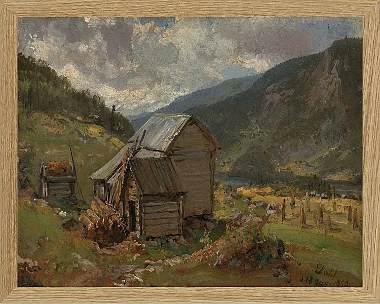 Johan Christian Dahl – Ansicht von Hjelle in Valdres  1850 | Giclée Kunstdruck gerahmt