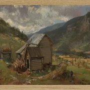 Johan Christian Dahl – Ansicht von Hjelle in Valdres  1850 | Giclée Kunstdruck gerahmt