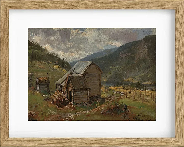 Johan Christian Dahl – Ansicht von Hjelle in Valdres  1850 | Giclée Kunstdruck gerahmt