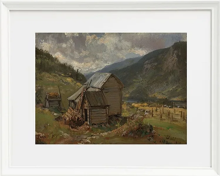 Johan Christian Dahl – Ansicht von Hjelle in Valdres  1850 | Giclée Kunstdruck gerahmt