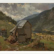Johan Christian Dahl – Ansicht von Hjelle in Valdres  1850 | Giclée Kunstdruck gerahmt