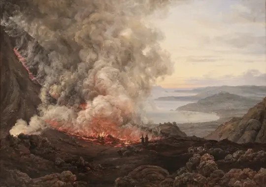 Johan Christian Dahl | Udbrud af vulkanen Vesuv - 1821 | Indrammet kunsttryk | Romantic | formida