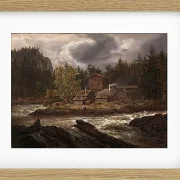 Johan Christian Dahl – Ansicht von Hønefossen  1847 | Giclée Kunstdruck gerahmt