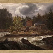 Johan Christian Dahl – Ansicht von Hønefossen  1847 | Giclée Kunstdruck gerahmt