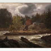 Johan Christian Dahl – Ansicht von Hønefossen  1847 | Giclée Kunstdruck gerahmt