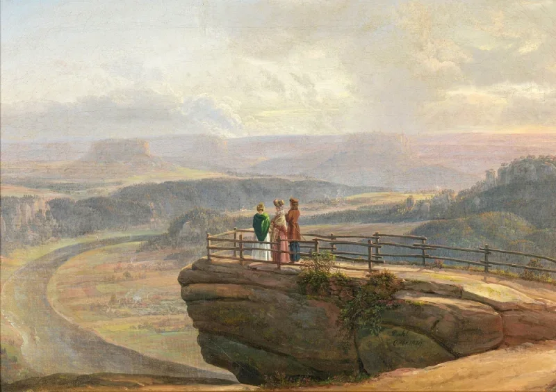 Johan Christian Dahl | Blick von der Bastei - 1819 | Gerahmter Kunstdruck | Romantik | formida