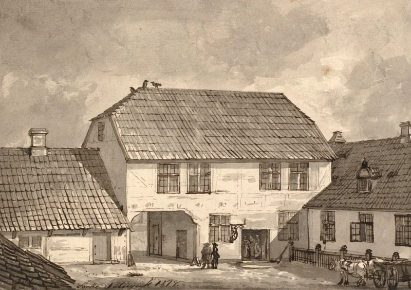 Johan Christian Dahl | Gård i Sorø - 1818 | Indrammet kunsttryk | Romantic | formida