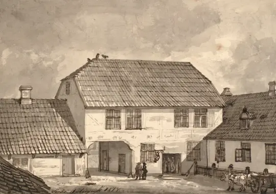 Johan Christian Dahl | Gård i Sorø - 1818 | Indrammet kunsttryk | Romantic | formida