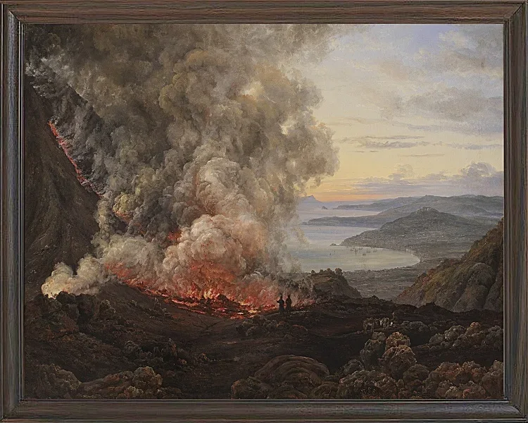 Johan Christian Dahl – Ausbruch des Vulkans Vesuv  1821 | Giclée Kunstdruck gerahmt
