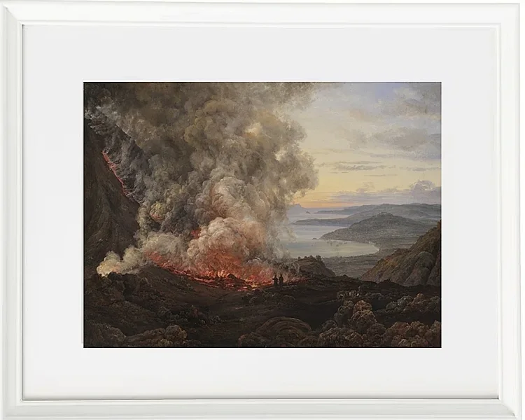 Johan Christian Dahl – Ausbruch des Vulkans Vesuv  1821 | Giclée Kunstdruck gerahmt