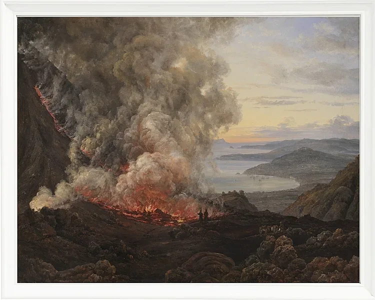 Johan Christian Dahl – Ausbruch des Vulkans Vesuv  1821 | Giclée Kunstdruck gerahmt