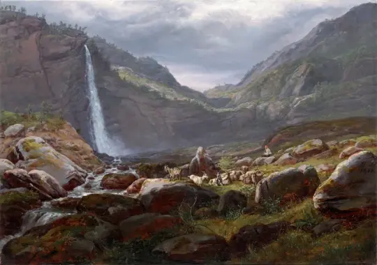 Johan Christian Dahl | Feige Vandfald, Norge - 1848 | Indrammet kunsttryk | Romantic | formida