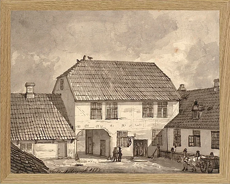Johan Christian Dahl – Bauernhof in Sorø  1818 | Giclée Kunstdruck gerahmt