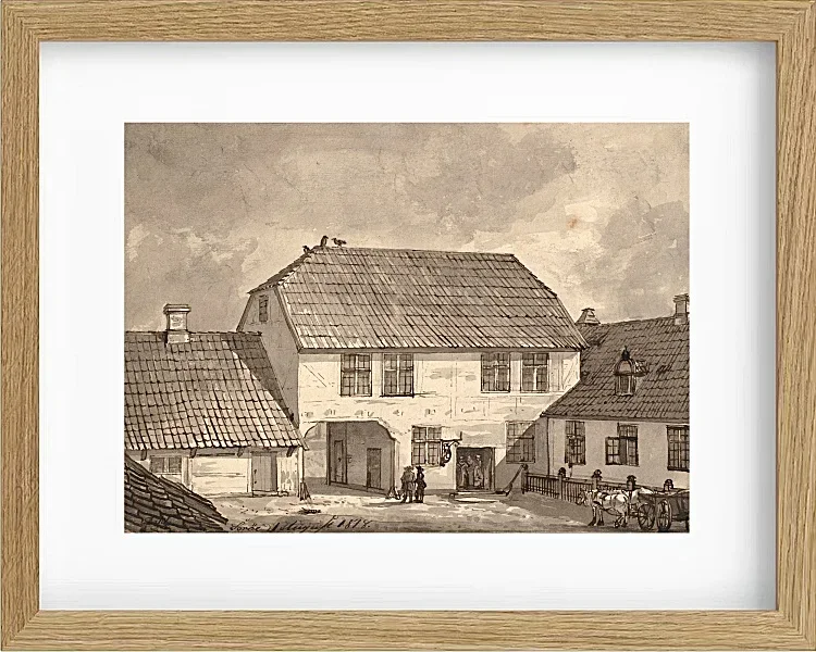 Johan Christian Dahl – Bauernhof in Sorø  1818 | Giclée Kunstdruck gerahmt