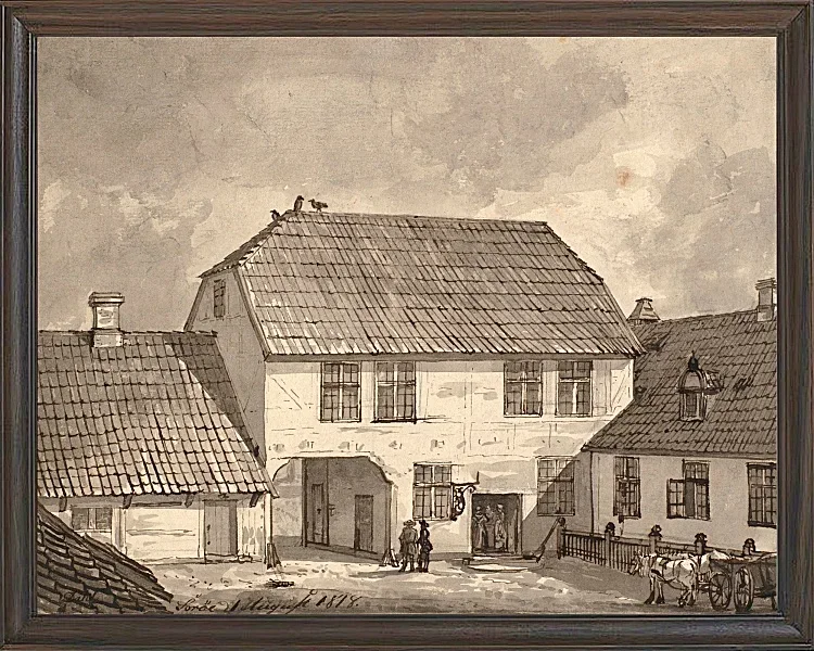 Johan Christian Dahl – Bauernhof in Sorø  1818 | Giclée Kunstdruck gerahmt