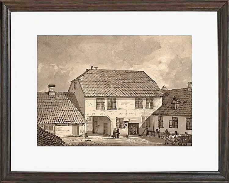 Johan Christian Dahl – Bauernhof in Sorø  1818 | Giclée Kunstdruck gerahmt