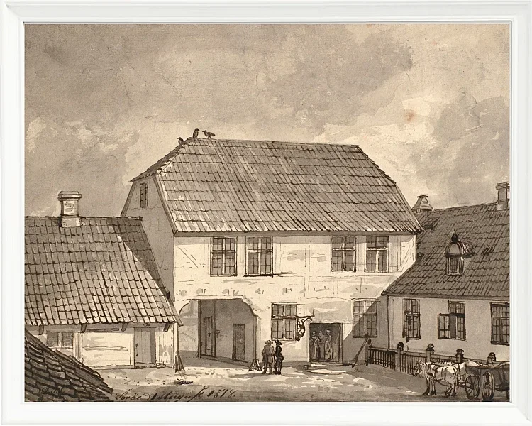 Johan Christian Dahl – Bauernhof in Sorø  1818 | Giclée Kunstdruck gerahmt