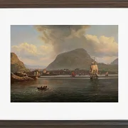 Johan Christian Dahl – Bergen von der nördlichen Bucht aus gesehen  1836 | Giclée Kunstdruck gerahmt